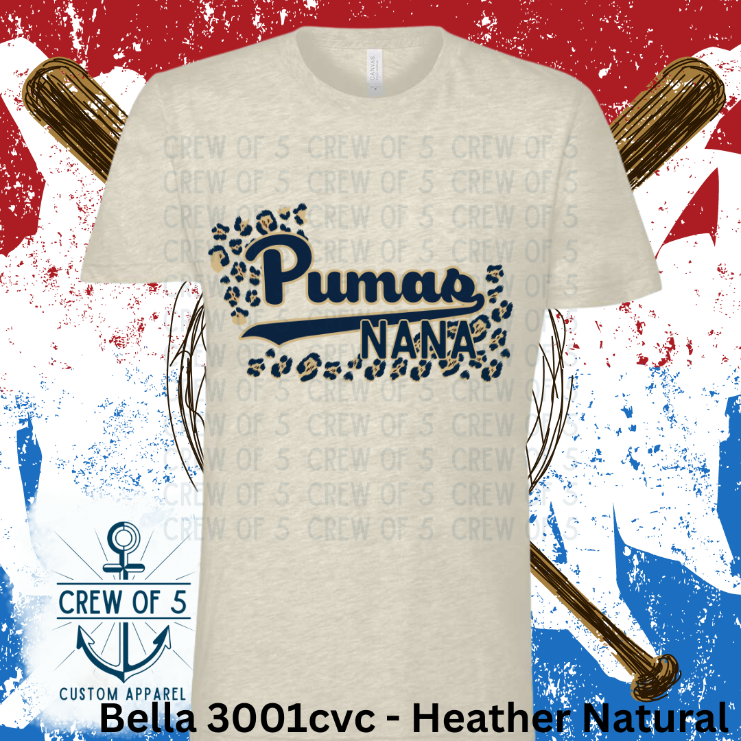 Pumas NANA with Leopard Background (Light or Dark Letters)
