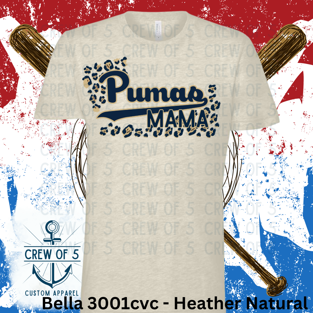 Pumas MAMA with Leopard Background (Light or Dark Letters)