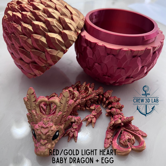 Red/Gold Light Heart Baby Dragon + Mystical Egg