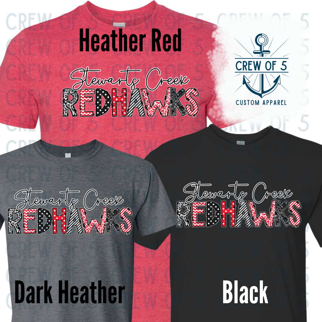 Stewarts Creek Redhawks (Red/Black, Multiple Options)