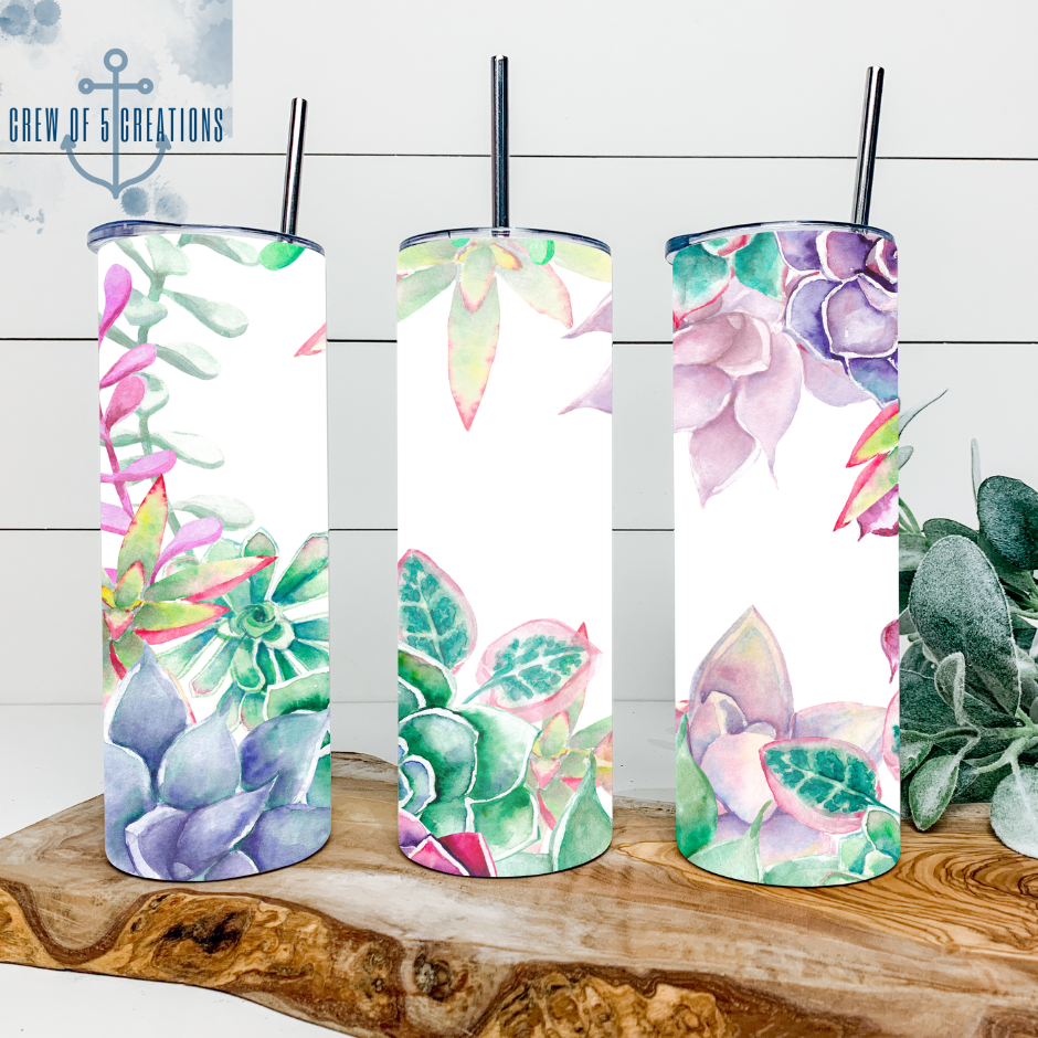 Watercolor Succulents 20 oz Tumbler (Multiple Design Options)