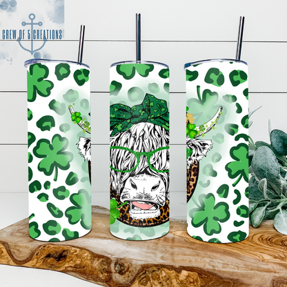 St. Patty's Highland Cow 20 oz Tumbler