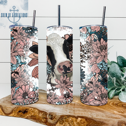 Floral Cow 20 oz Tumbler