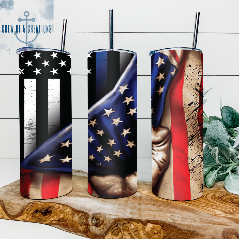 Back the Blue/American Flag 20 oz Tumbler