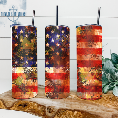 American Flag Distressed 20 oz Tumbler