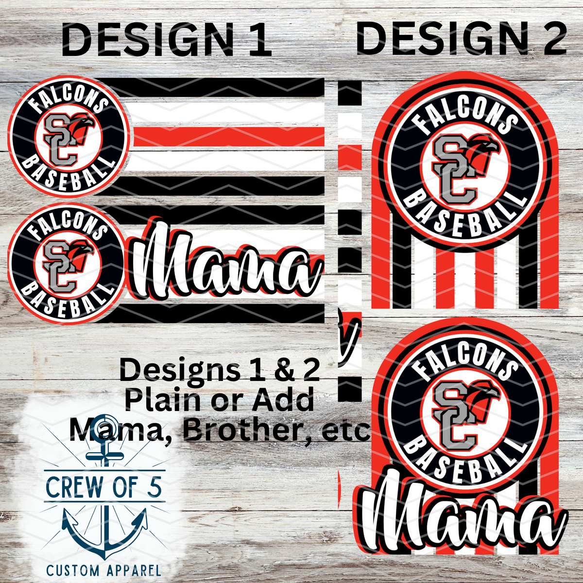 Falcons Baseball (6 Design Options)