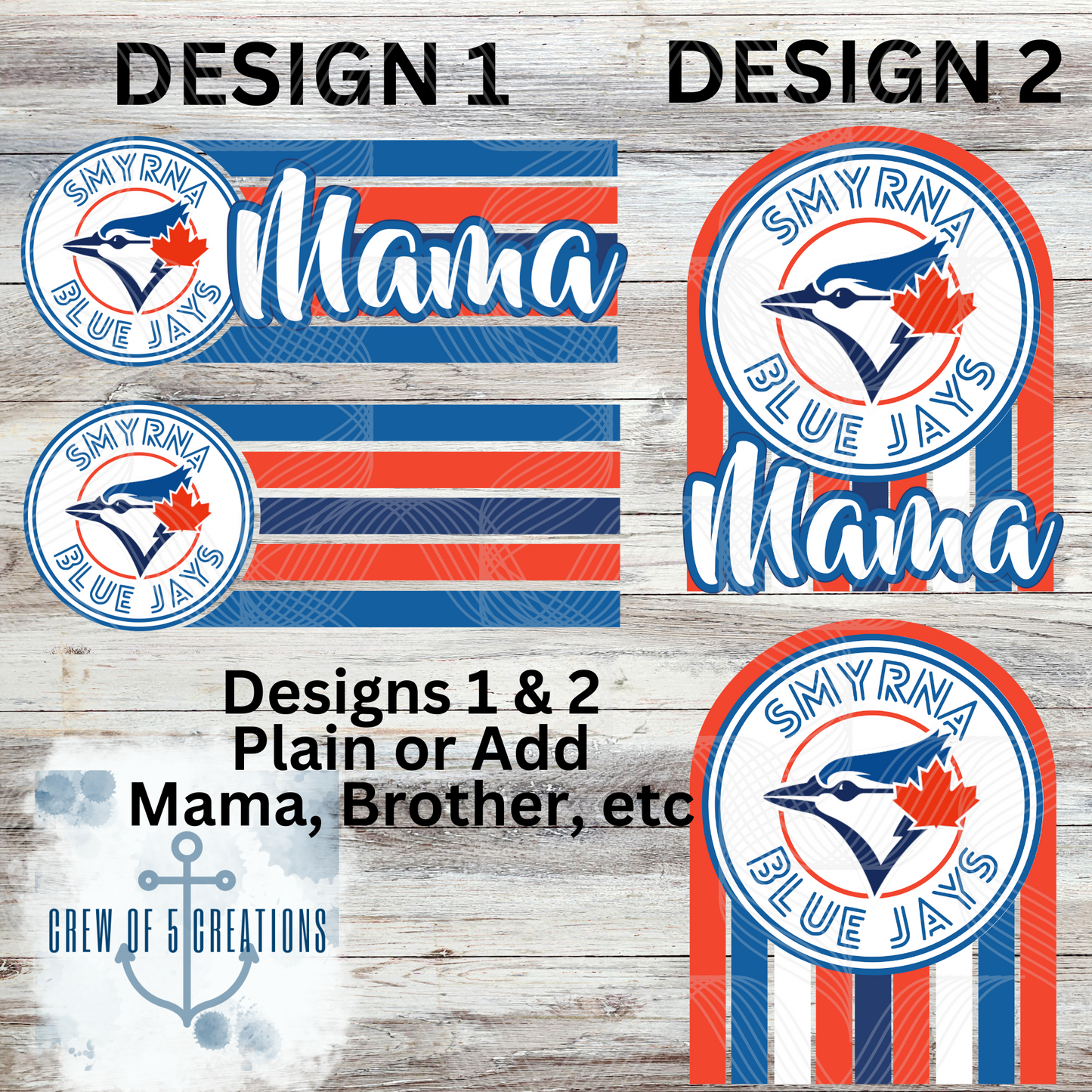 Smyrna Blue Jays (6 Design Options)