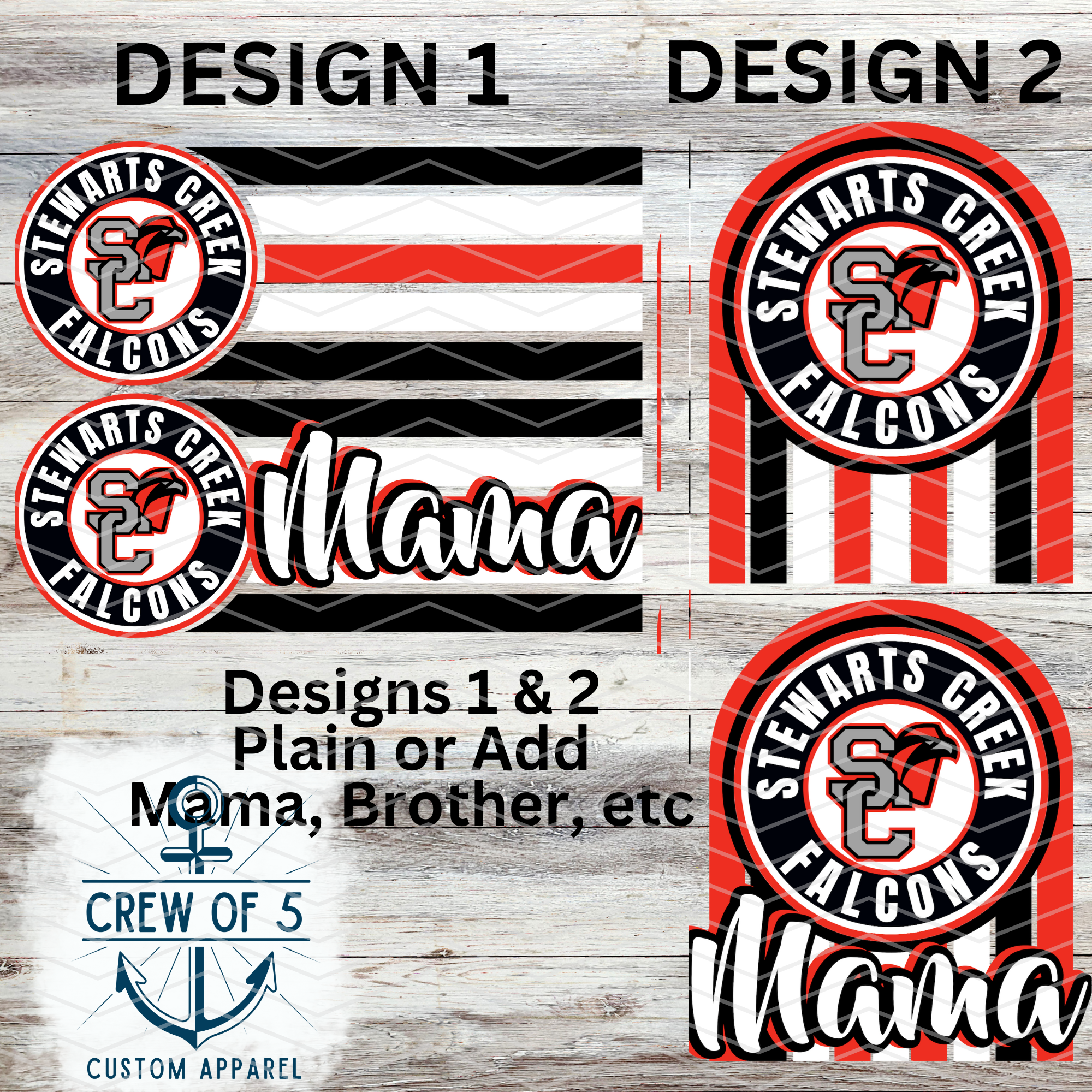 Stewarts Creek Falcons (6 Design Options)