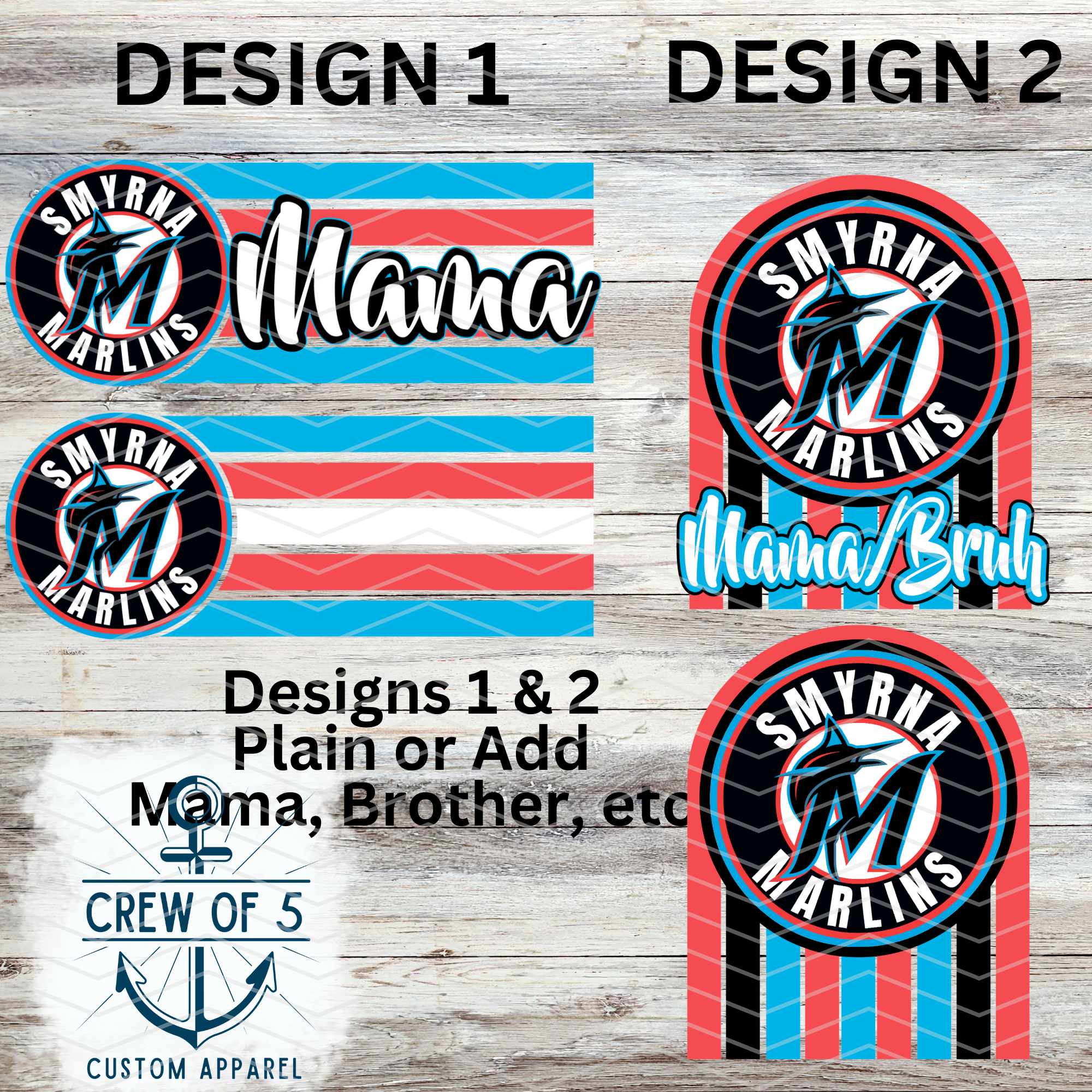 Smyrna Marlins (6 Design Options)