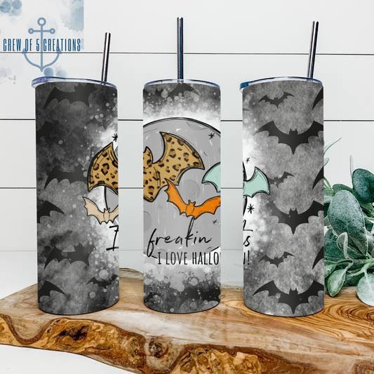 It's Freakin' Bats . . . I Love Halloween (2) 20 oz Tumbler