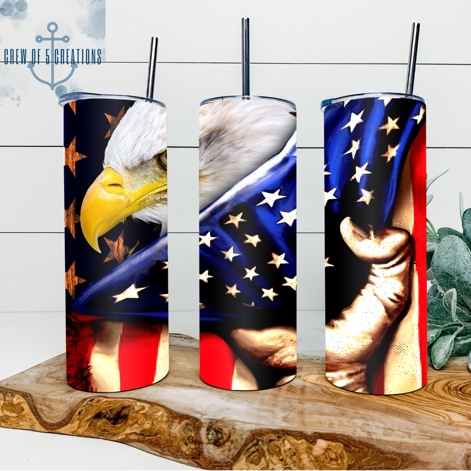 American Flag with Eagle 20 oz Tumbler