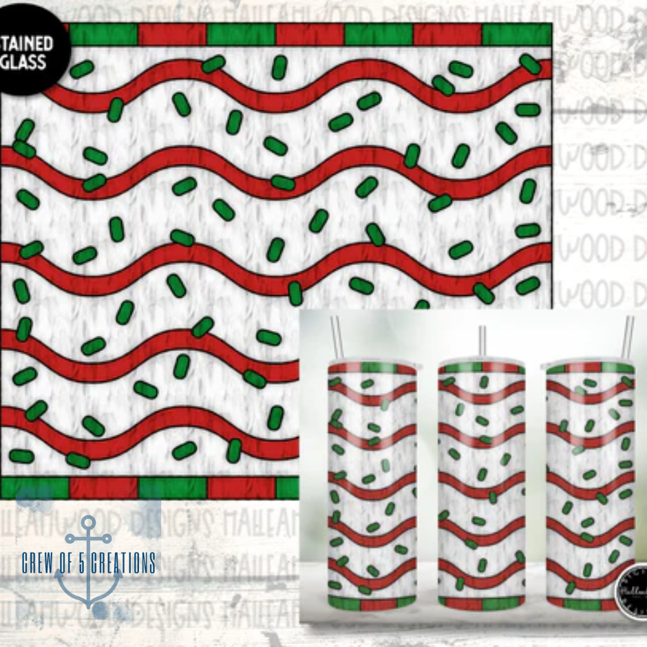 Stained Glass Christmas Snacks Sublimation Tumbler