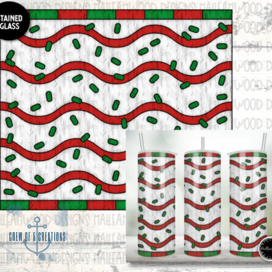 Stained Glass Christmas Snacks Sublimation Tumbler
