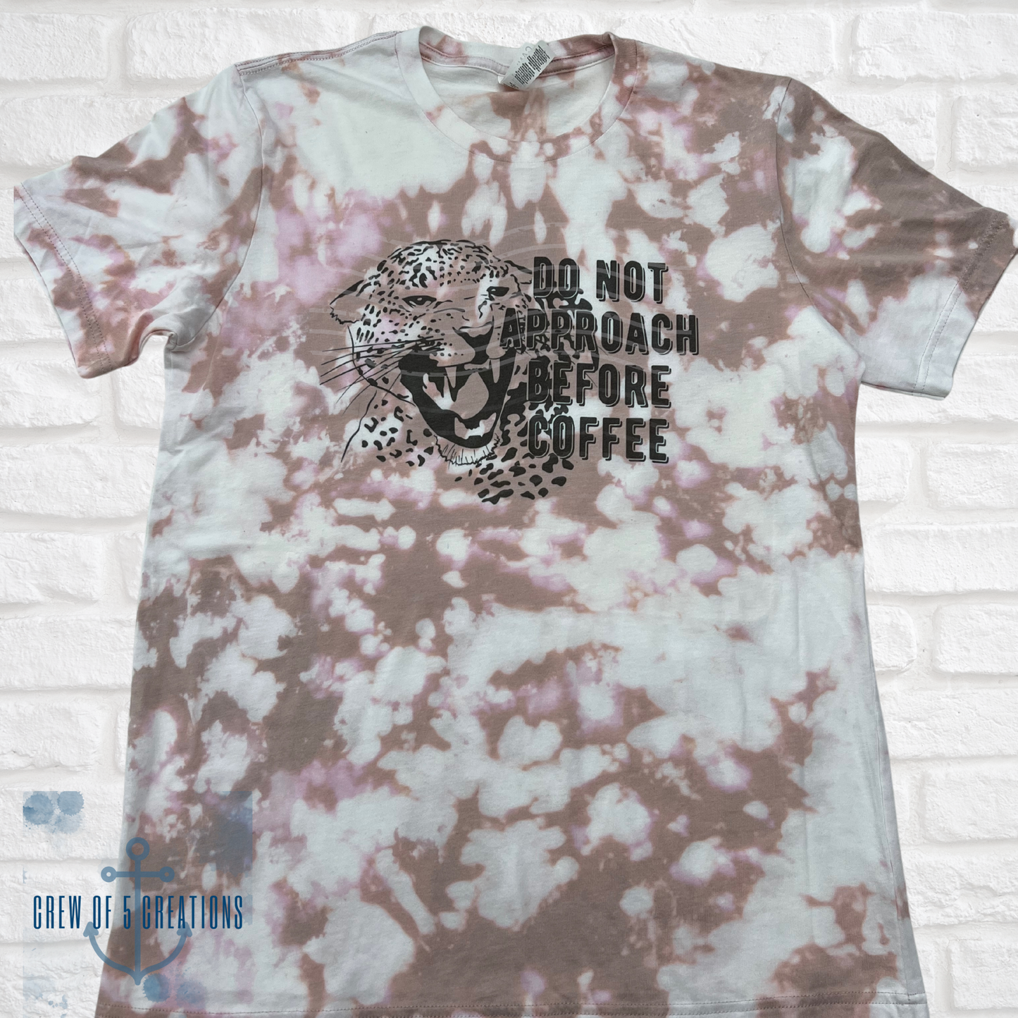 LARGE - Do Not Approach Before Coffee Custom Bleached Tee