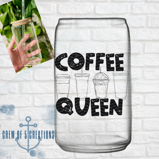 Coffee Queen Glass Can Tumbler