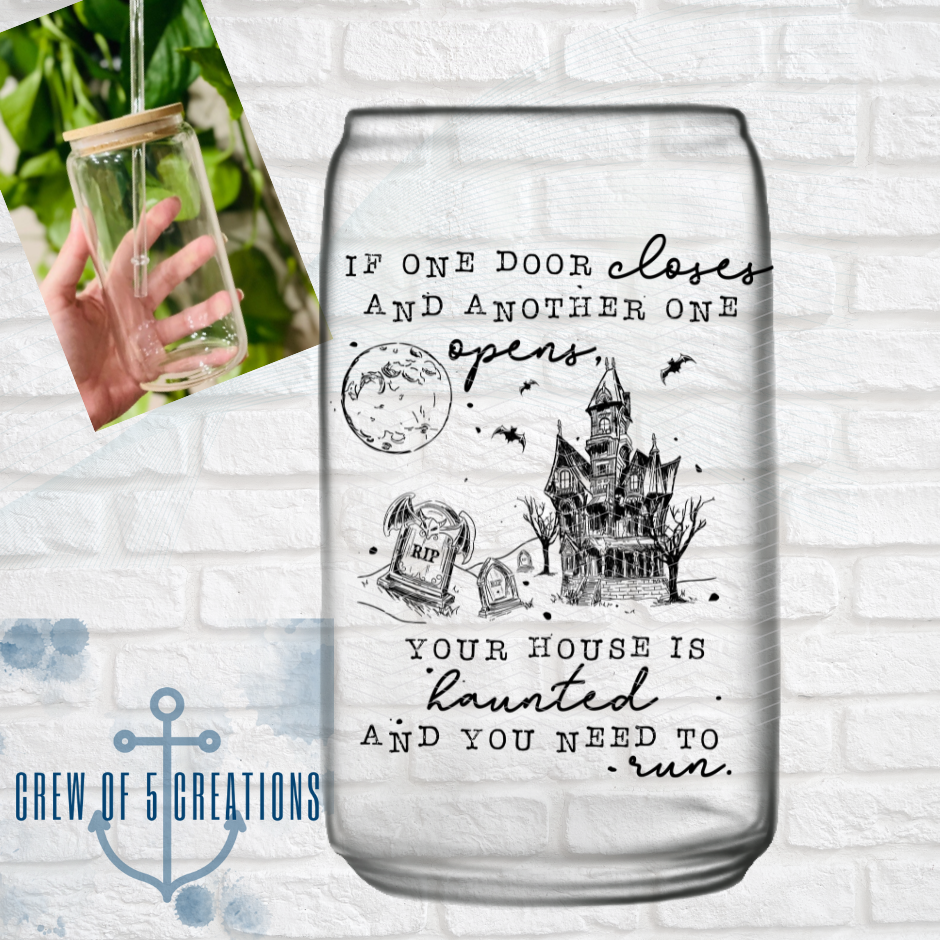 Haunted House Glass Can Tumbler
