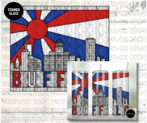 Stained Glass Buffalo City Skyline Sublimation Tumbler