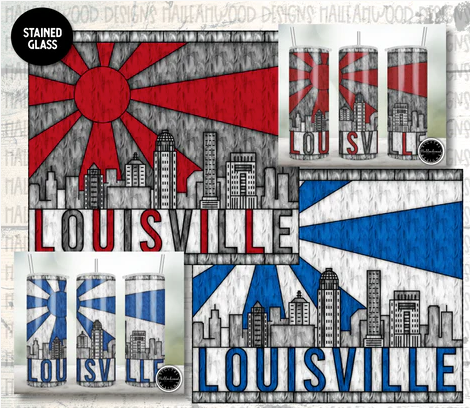 Stained Glass Louisville City Skyline Sublimation Tumbler