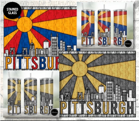 Stained Glass Pittsburgh City Skyline Sublimation Tumbler