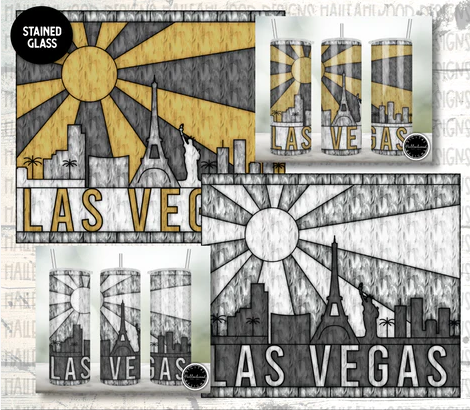 Stained Glass Las Vegas City Skyline Sublimation Tumbler