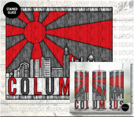 Stained Glass Columbus City Skyline Sublimation Tumbler