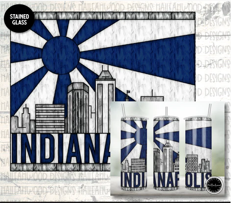 Stained Glass Indianapolis City Skyline Sublimation Tumbler
