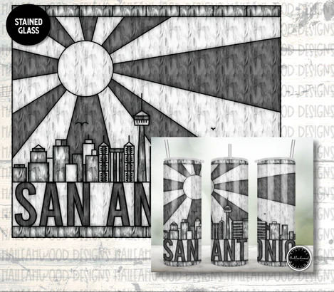 Stained Glass San Antonio City Skyline Sublimation Tumbler