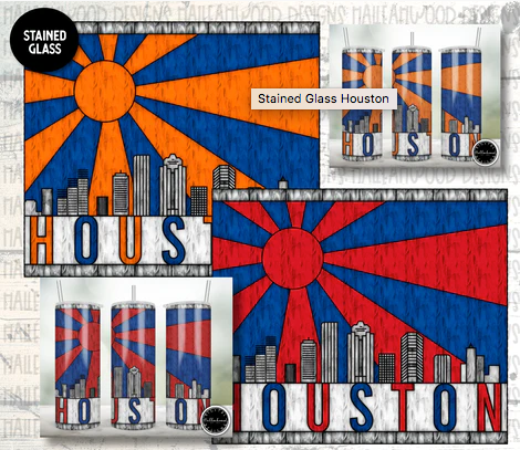 Stained Glass Houston City Skyline Sublimation Tumbler