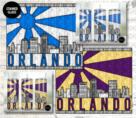 Stained Glass Orlando City Skyline Sublimation Tumbler