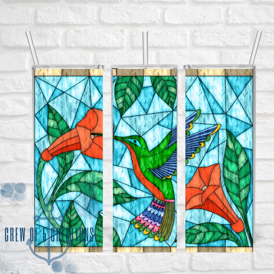 Stained Glass Hummingbird Sublimation Tumbler