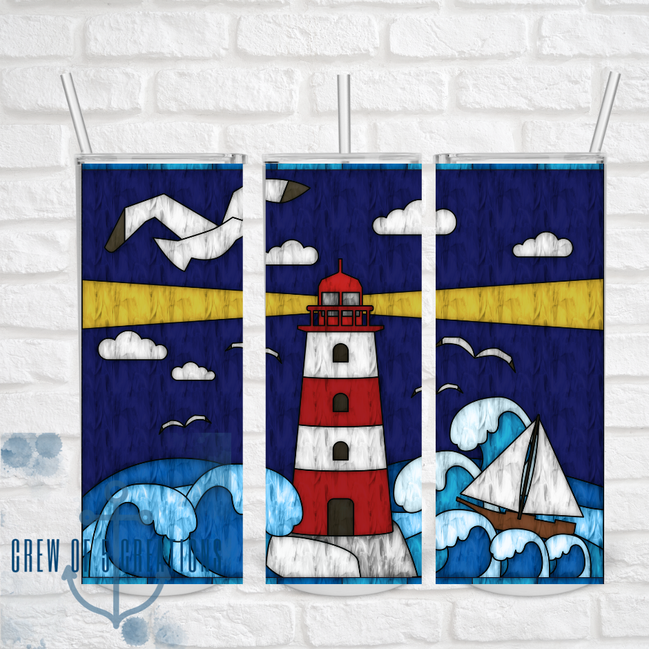 Stained Glass Lighthouse Sublimation Tumbler