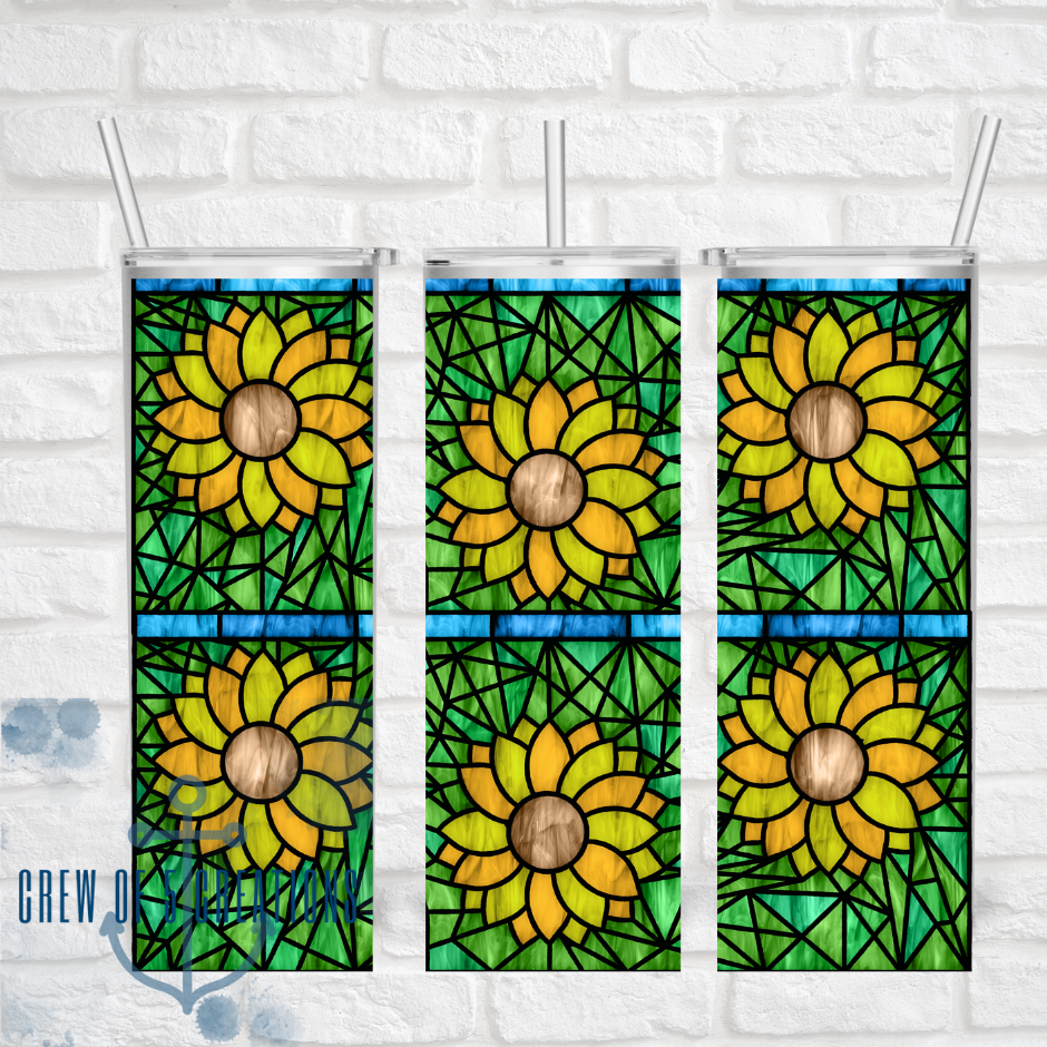 Stained Glass Sunflower Sublimation Tumbler