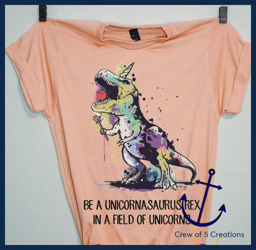 Be A Unicornasaurus Rex In Field Of Unicorns Adult Shirts