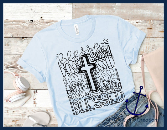 Blessed Typography Adult Shirts