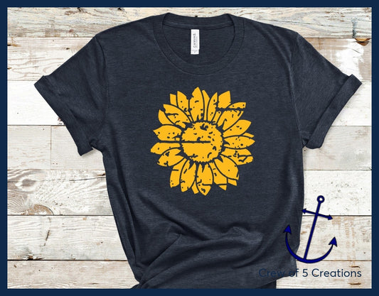 Distressed Sunflower Adult Shirts