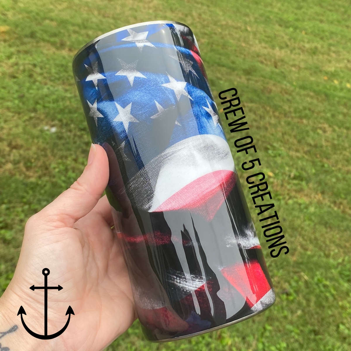 Dark US Flag Custom 20 oz Fatty Tumbler