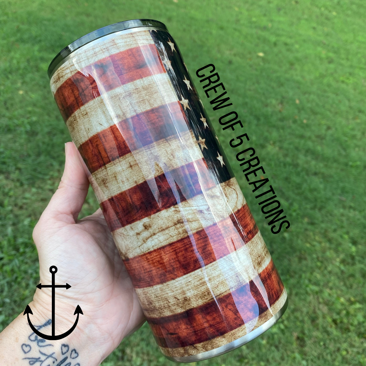Woodgrain Flag Custom 22 oz Fatty Tumbler