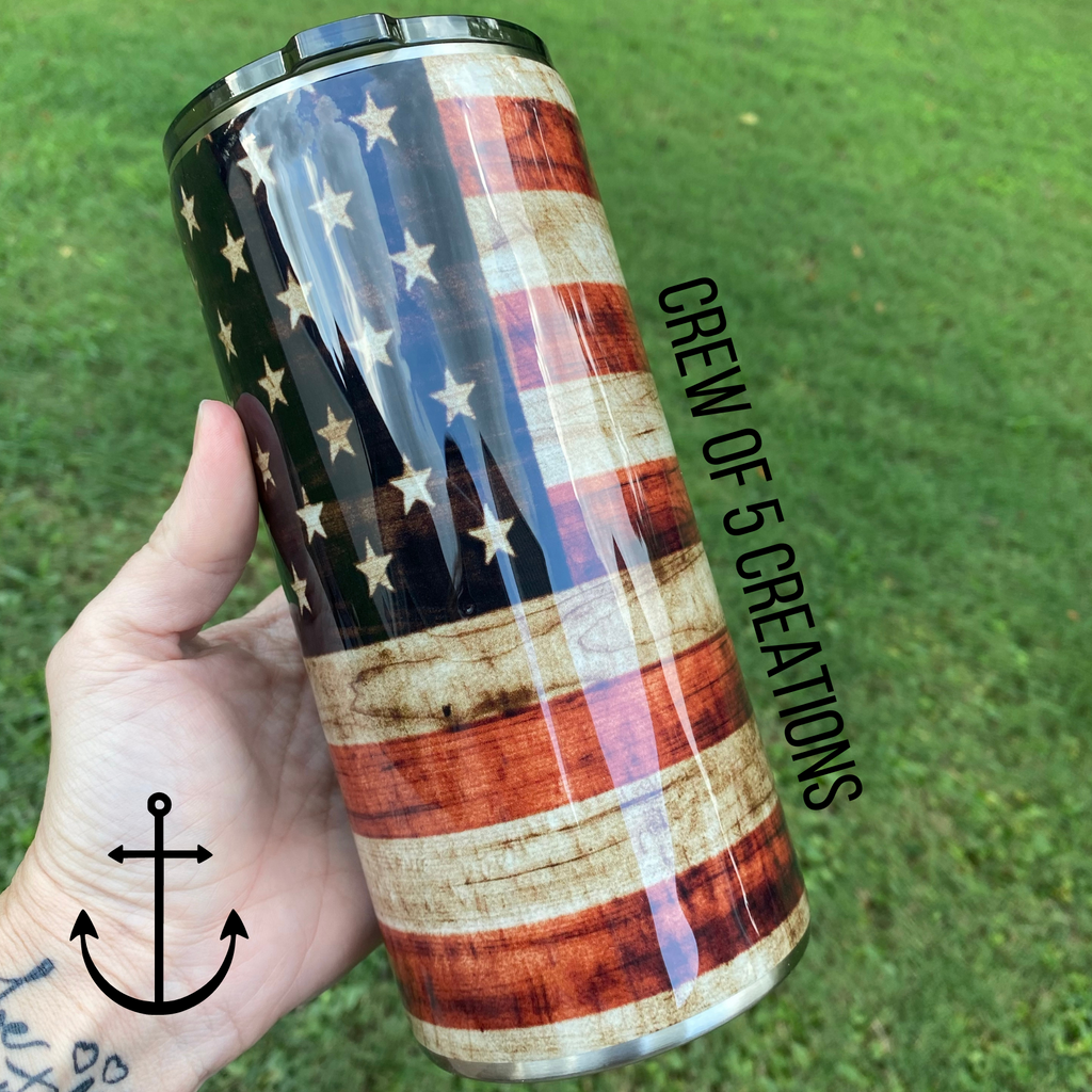 Woodgrain Flag Custom 22 oz Fatty Tumbler