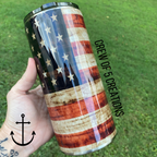 Woodgrain Flag Custom 22 oz Fatty Tumbler