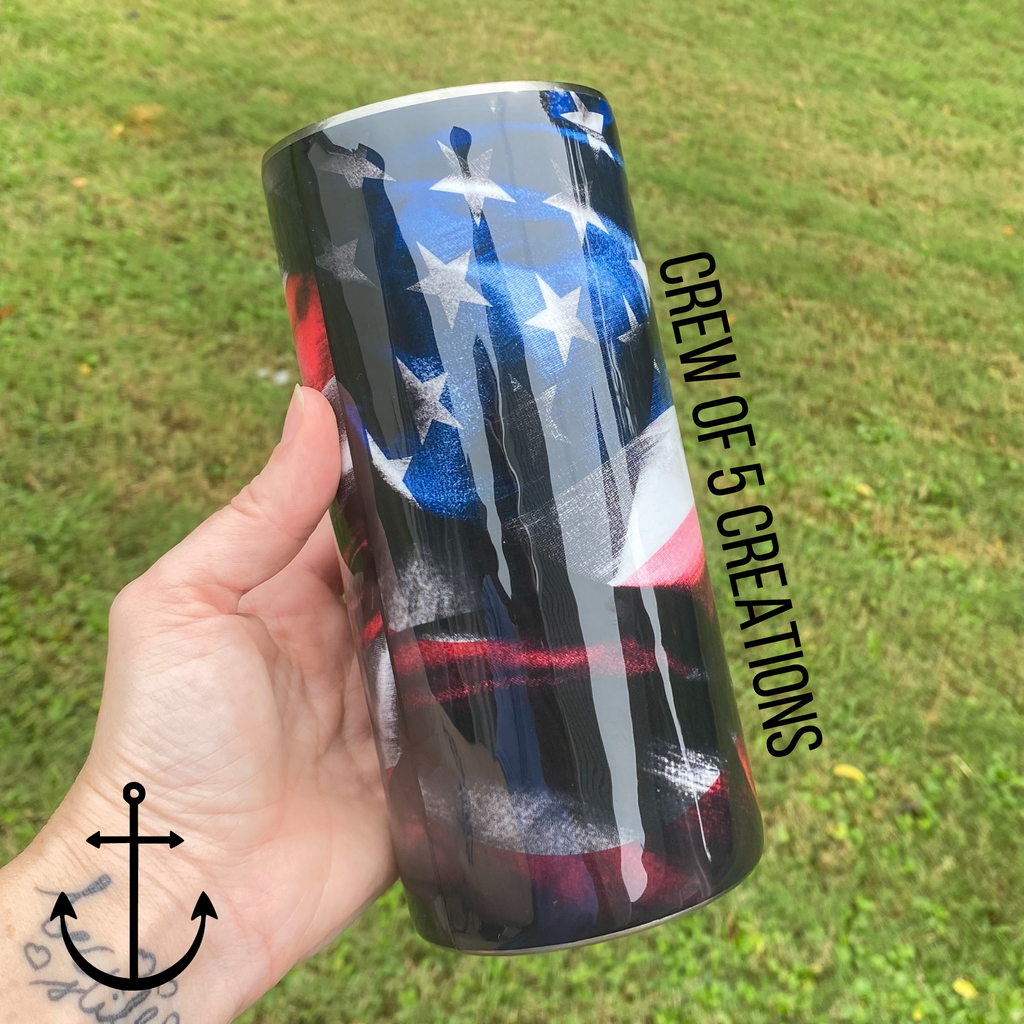 Dark US Flag Custom 20 oz Fatty Tumbler