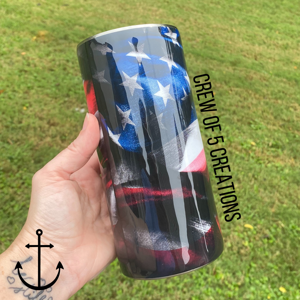 Dark US Flag Custom 20 oz Fatty Tumbler