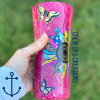 Hello Sunshine Sunflower Butterflies 16 oz Custom Travel Coffee Mug