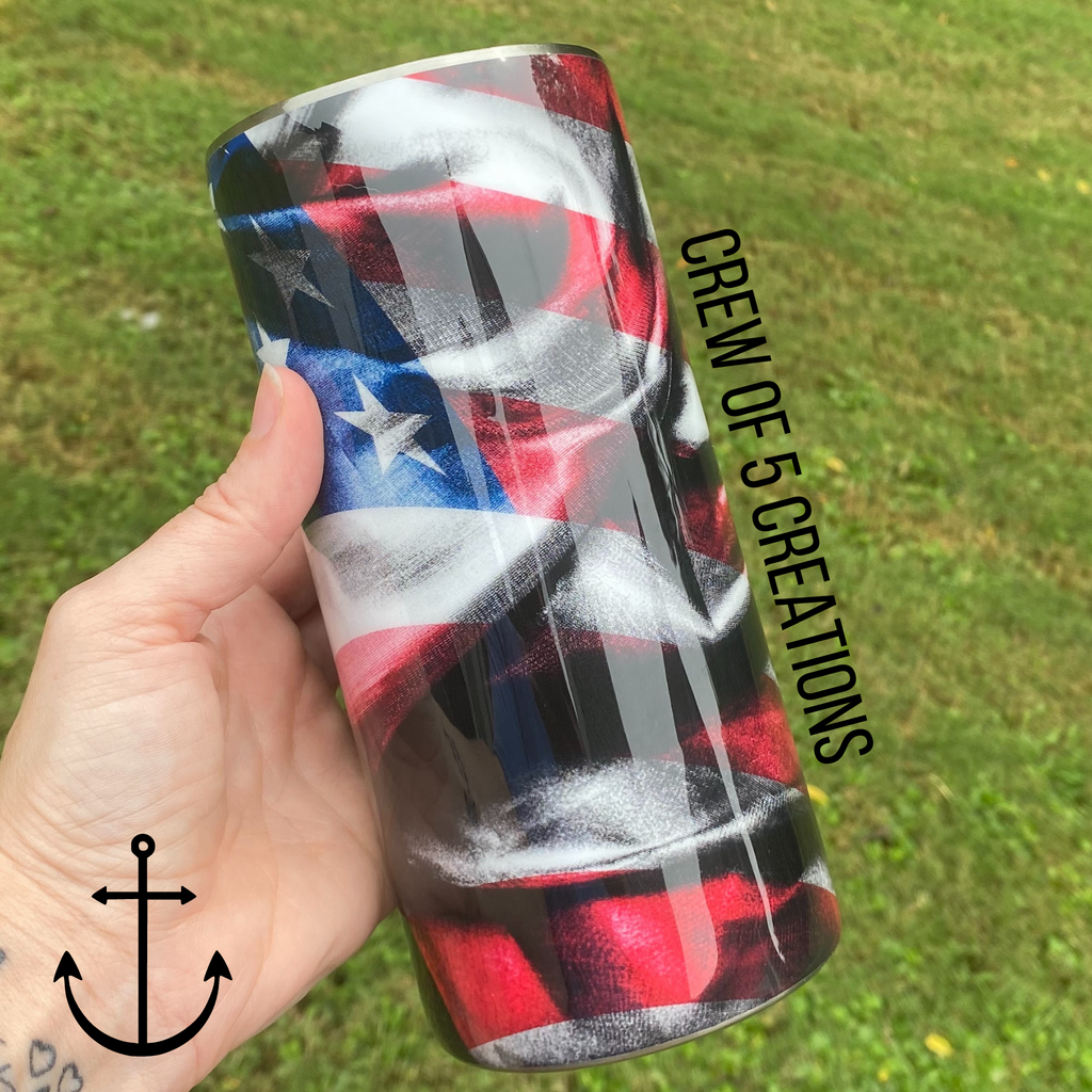 Dark US Flag Custom 20 oz Fatty Tumbler