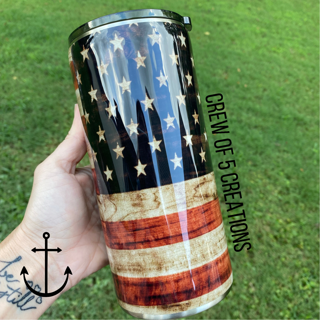 Woodgrain Flag Custom 22 oz Fatty Tumbler