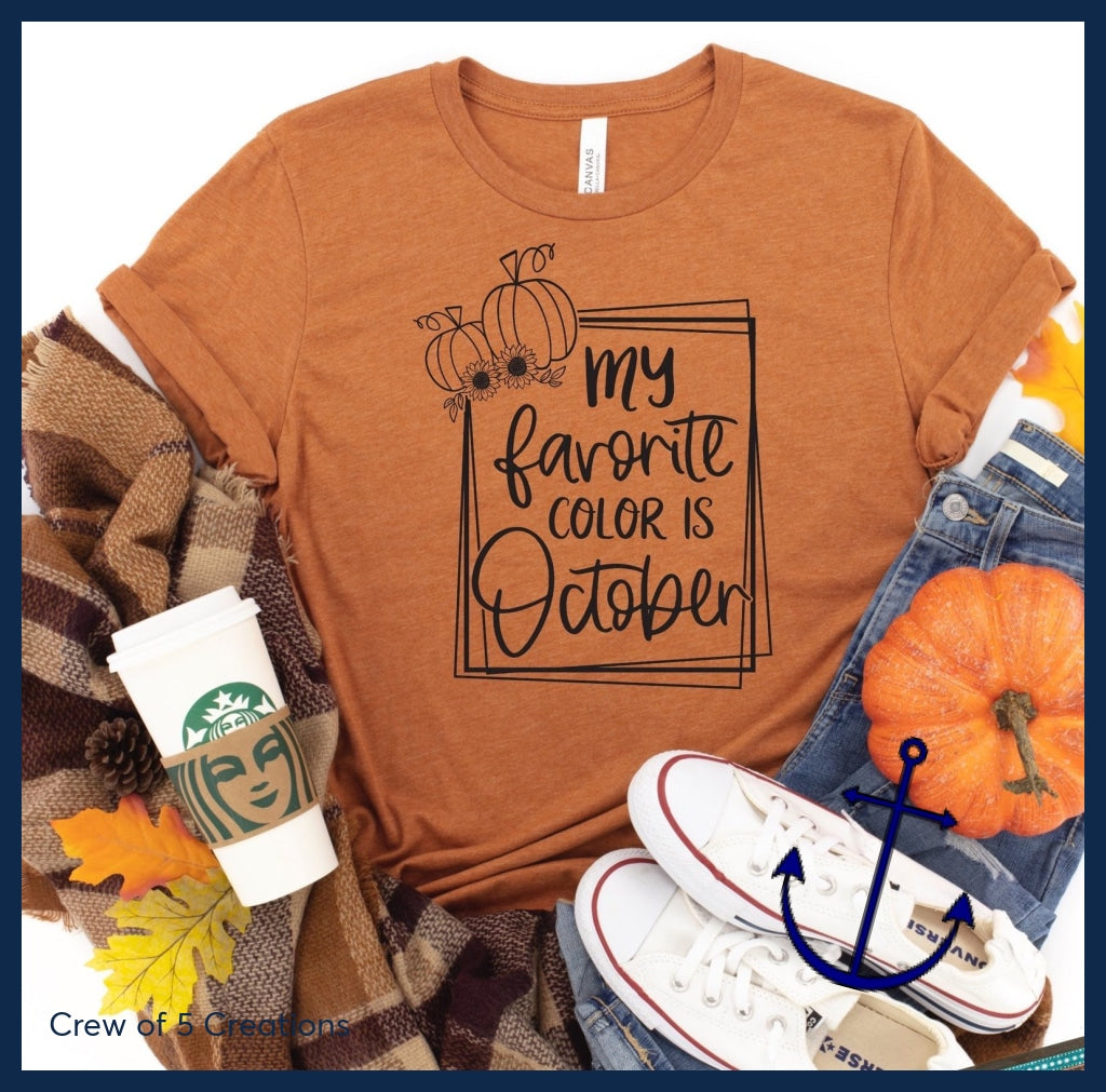My Favorite Color Is October Adult Shirts