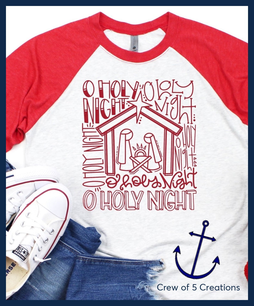 Oh Holy Night Red Adult Shirts